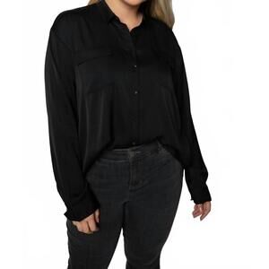 NEW NOUVELLE / SILK95FIVE monte carlo silk shirt - plus in black
